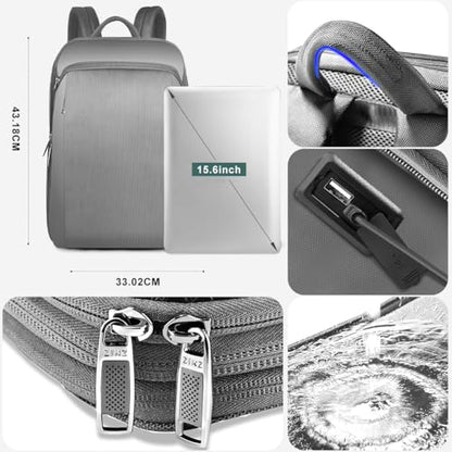 ZINZ Slim and Expandable 15 15.6 16 Inch Laptop Backpack Anti Theft Business Travel Notebook Bag with USB, Multipurpose Large Capacity Daypack for Men & Women,LG01Y01 - color: Lg01y01