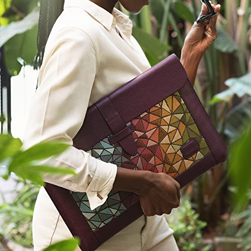 LONDO Leather Sleeve Compatible with MacBook Pro 16 & MacBook Pro 15 Inch (M5, M4, M3, M2, M1, Pro, Max), Premium Top Grain Leather Laptop Bag, 2020 to 2026 Models - color: Purple, size: 15-16 inches