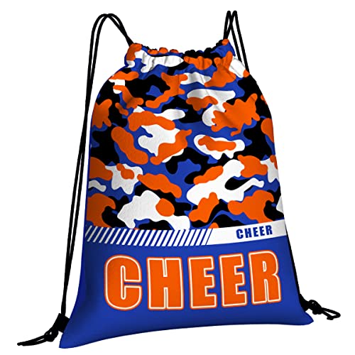Drawstring Backpack Waterproof Gym Drawstring Bags Sports String Bag Camo Sackpack-Royal Blue Cheer Drawstring Bag - color: Cheer Drawstring Bags-camo Royal Blue