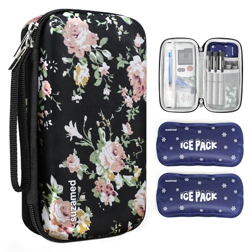 suzamed Insulin Cooler Travel Case,EVA Insulation Travel Medicine Kit with 2 Ice Packs for Diabetes Care,Insulin Pen and Other Diabetic Supplies (Rose) - color: Rose