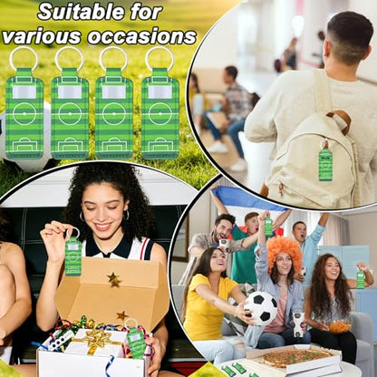 24 Sets Soccer Party Favors Lip Balm and Lipstick Holder Keychain Bulk Sport Ball Team Gifts Natural Moisturizing Lip Balm Keychains Portable Pouch for Team Soccer Sports Party Supplies - style: Soccer