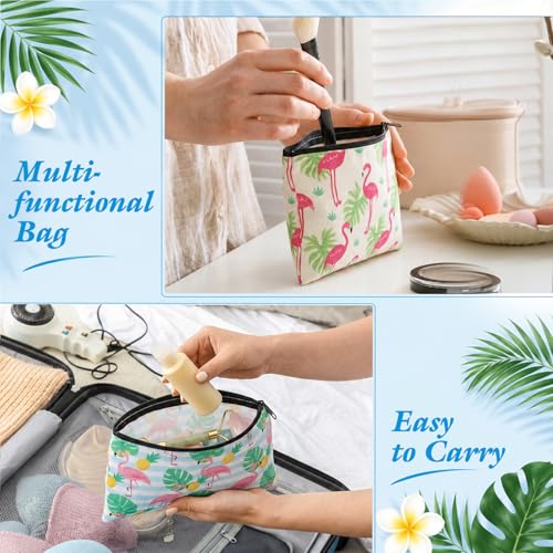 Reginary 20 Pcs Makeup Bags Gifts for Women Canvas Cosmetic Bags with Zipper Bulk Gift for Women Travel Purse Organizer Pouch Accessory, Toiletry Large Capacity, 7 x 4.3 Inch(Flamingo) - style: Flamingo