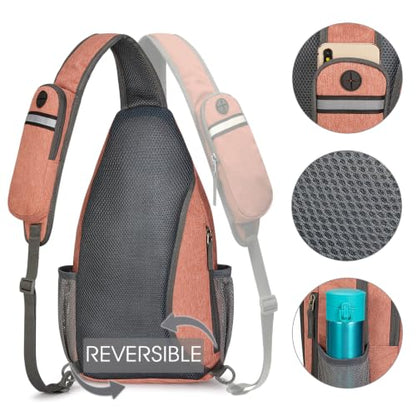 G4Free Sling Bag for Men and Women, RFID Blocking Crossbody Bag, Lightweight Sling Backpack for Travel, Hiking, Walking and Daily Use - color: Light Orange