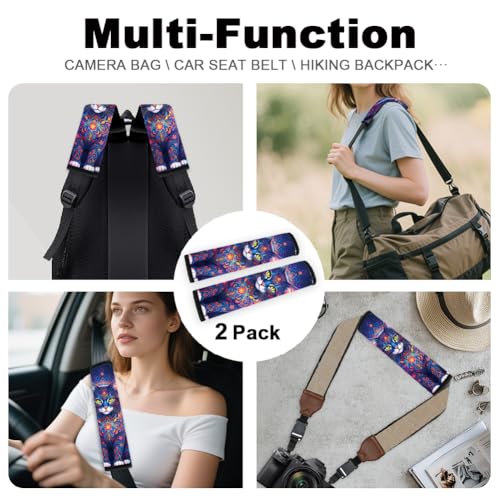 2Pcs Soft Auto Seat Belt Cover Pads, Floral Cat Car Seatbelt Shoulder Cushion for Comfortable Driving, Compatible with All Cars' Seatbelt and Backpack Straps 11x2.4inch - color: Cat B