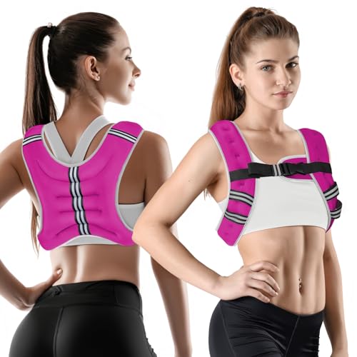 WIN4ALL Weighted Vest Woman, 6lb/8lb/12lb/16lb/20lb, Adjustable Women Weighted Vest for Walking, Strength Training, Running, Fitness, Muscle Building, Black - color: Pink, size: 12 LBS