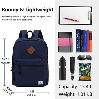 VX VONXURY Backpack for Men Women, Lightweight Kids School Bag, Classic Basic Laptop Bookbag for College Work Travel Hiking - color: Blue