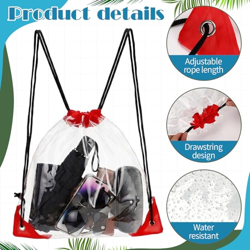 Shappy 30 Pcs Clear Drawstring Backpack, Plastic Waterproof Transparent Stadium Bags String Bag for Gym Travel (Multi-color) - color: Multi-color