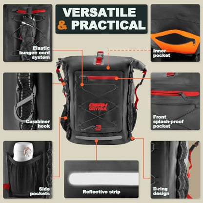 OSAH DRYPAK Waterproof Backpack Dry Bag 25L/35L/55L/85L – Heavy Duty Roll-Top Hiking Backpack Sack Keeps Gear Dry for Travel, Kayaking, Boating, Camping, Rafting and Fishing - color: Black Red, size: 85L