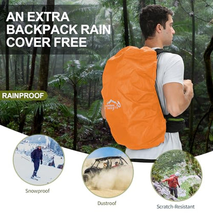 IX INOXTO Hiking Backpack, 26L/40L Waterproof Hiking Daypack with 3L Water Bladder and Rain Cover, Lightweight Travel Camping Backpack for Men Women (Dark Green) - color: Dark Green