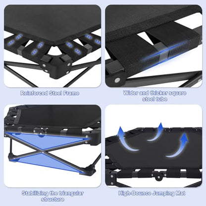 Foldable Trampoline, Fitness Rebounder Trampoline with 5-Level Adjustable Foam Handle, Quiet and Stable Exercise Trampoline for Kids Adults, Indoor/Outdoor Mini Trampoline
