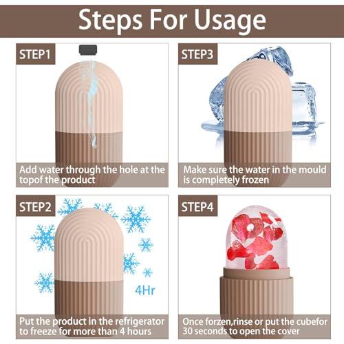 XHJRI Ice Face Roller Massager,Ice Cube Roller for Face, Eyes and Neck Naturally Conditioning and Skin Care,De-Puff Eye Bags,Reduce Migraine Pain,Reusable Massage Silicone Ice Mold (Coffee) - color: Coffee