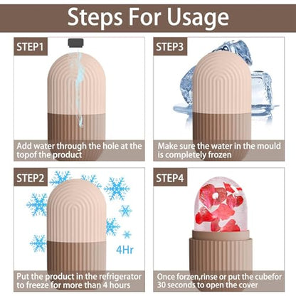 XHJRI Ice Face Roller Massager,Ice Cube Roller for Face, Eyes and Neck Naturally Conditioning and Skin Care,De-Puff Eye Bags,Reduce Migraine Pain,Reusable Massage Silicone Ice Mold (Coffee) - color: Coffee