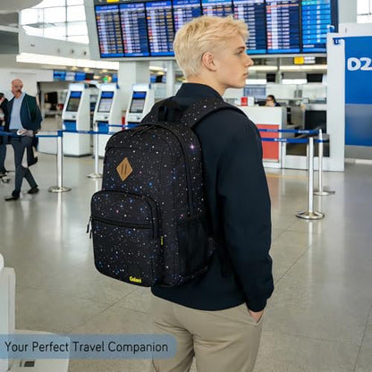 Goloni Lightweight Laptop Backpack 1.1Lbs, 26L Wear-Resistant Water Resistant Backpack with Laptop Compartment for Men Women - color: Starry Black