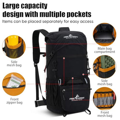 Bseash 30L Lightweight Hiking Backpack, Black | Waterproof, Outdoor Sport Travel Bag Daypack, For Cycling Climbing Skiing - color: Black