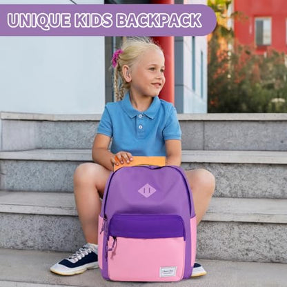 Chase Chic Kids Backpack for Girls - 17 inch School Backpacks for Toddler Fits 6 to 12 Years Old - Lightweight Water Resistant Preschool Bookbag for Travel Daycare (Purple Pink) - color: Light Purple&pink