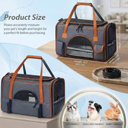 Pesen Large Soft Cat Carrier, 20 x 12 x 11 Inches, Holds Up to 28 lbs