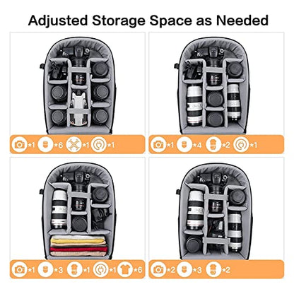MOSISO Camera Backpack, DSLR/SLR/Mirrorless Camera Bag Waterproof Symmetric Geometric Hard Shell with Tripod Holder&15-16 inch Laptop Compartment Compatible with Canon/Nikon/Sony, Black