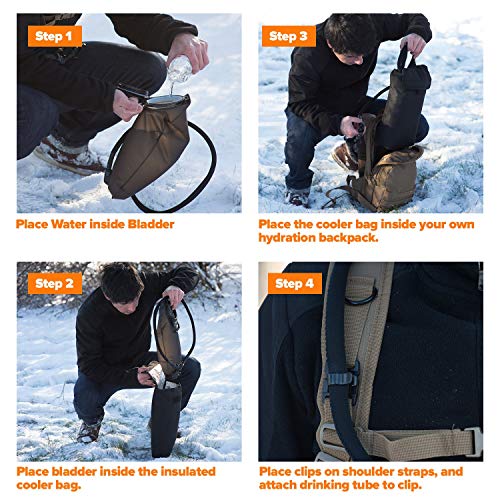 Insulated Cooler Bag & Free Clips to Hold Drinking Tube | Fits 2L & 3L Hydration Water Bladders | Keeps Water Cold for Many Hours | Lightweight & Water Resistant | Bladder is NOT Included