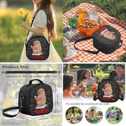 Cute Capybara Backpack for Boys 3 Pack Custom Name Personalized School Backpacks Set Reusable Lunch Box Pencil Bag Big Capacity Schoolbag - color: Capybara Cute+name