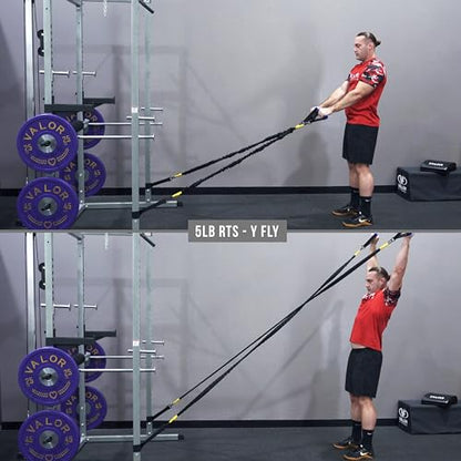 Valor Fitness Resistance Bands - 5lb to 25lbs - Carabiners Attached & 2 Bands per Weight Option with Handles– Sheath Covered - Strength Training New Compact 39" Design - Wall Door Rack Mount Options - color: Black -5 lb Pair