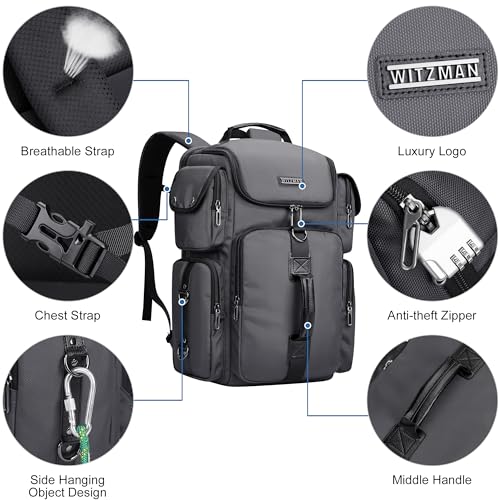 WITZMAN Travel Backpack for Men Carry-on Laptop Backpack Fit 16 Inch Airline Approved for Traveling,Casual,Commuting(B744 Silvery Grey) - color: Silvery Grey