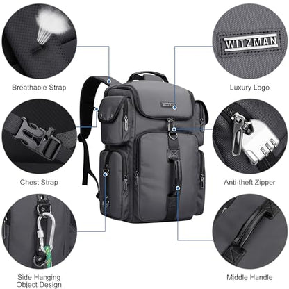 WITZMAN Travel Backpack for Men Carry-on Laptop Backpack Fit 16 Inch Airline Approved for Traveling,Casual,Commuting(B744 Silvery Grey) - color: Silvery Grey