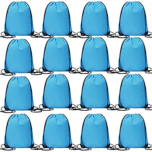 Bulk Drawstring Bags, Polyester Draw String Bags, Gym Sports Cinch Bag Drawstring Backpack for Women Men - color: Sky Blue