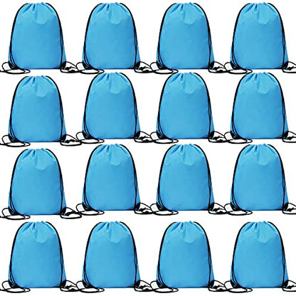 Bulk Drawstring Bags, Polyester Draw String Bags, Gym Sports Cinch Bag Drawstring Backpack for Women Men - color: Sky Blue