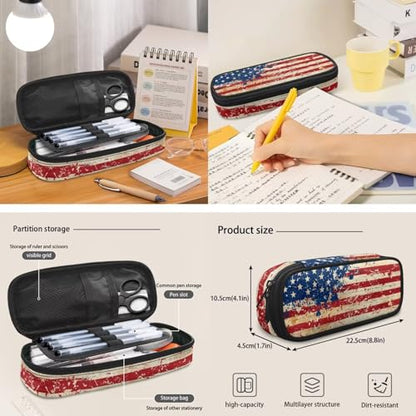 Talayituse American Flag Print 6 Pcs Kids School Backpack Set with Lunch Bag, Pencil Case & Water Bottle Holder, Bookmark & Keychain– for Boys Back-to-School Travel Bapack 4th of July - color: American Flag