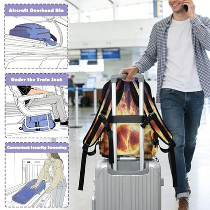 Bolaz Glowing Basketball Travel Backpack Laptop for Men Women Work Carry On Bag College Daypack Personal Item Bag Large Water Resistant