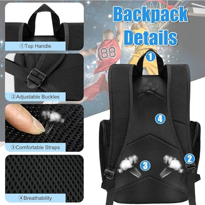 WOLT Basketball Backpack, Basketball Bag for Men with Shoes Compartment, Sports Backpack for Baseball, Soccer, Football - color: Zipper Blue