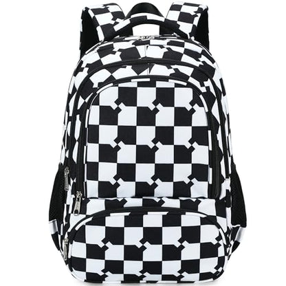 abshoo Checkered Kids School Backpack For Girls Boys Bookbag Kindergarten Elementary School Bags (Blocks Black) - color: Blocks Black