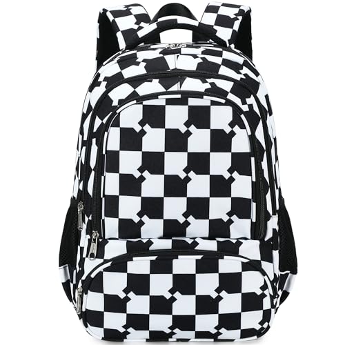 abshoo Checkered Kids School Backpack For Girls Boys Bookbag Kindergarten Elementary School Bags (Blocks Black) - color: Blocks Black