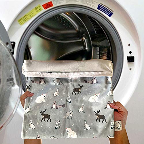 Waterproof and Reusable Wet Bag Diaper Stroller Water Resistant Swimsuit Travel Toiletries Yoga Gym Washable Carrier Small Medium Large Winter Animal 4 Pack - color: Winter Animal