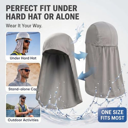 2 Packs Cooling Skull Cap with Neck Shade, Elastic Hard Hat Sun Shield for Men Women, Quick Dry Moisture Wicking - color: Grey, size: One Size