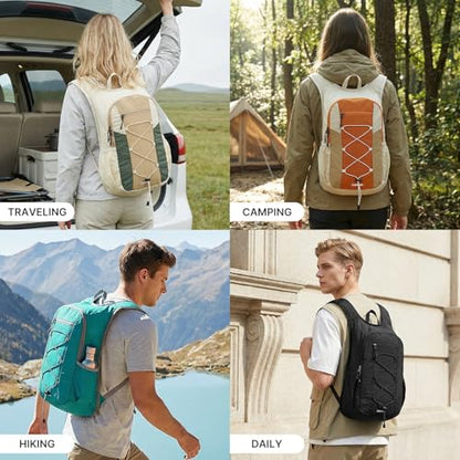 G4Free 20L Hiking Backpack Lightweight Daypack with Phone Pocket Small Packable Foldable Hiking Bag for Women Men, Green+Beige - color: Green+beige