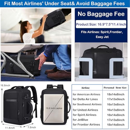 Travel Backpack for Men,Airplane Approved Carry On Backpack Suitcase with Shoe Pouch, Luggage Bag TSA 15.6inch Laptop Mochila Flight Approved Personal Item Travel Bag Bookbag Travel Essentials,Black - color: Black, size: Large-25L