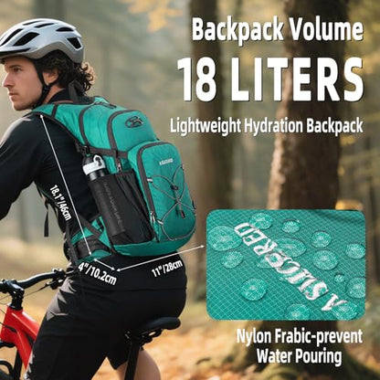 Hydration Backpack, Lightweight Water Backpack for Hiking with 3L Leak Proof Water Bladder, Insulated Hydration Pack Ideal for Hiking and Cycling, 18L