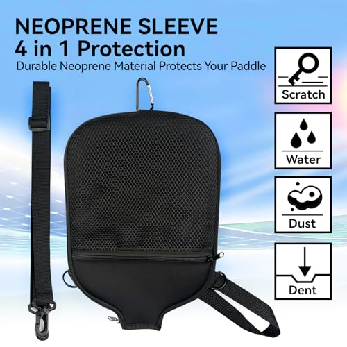 Pickleball Paddle Cover with Adjustable Shoulder Strap & Mesh Pocket