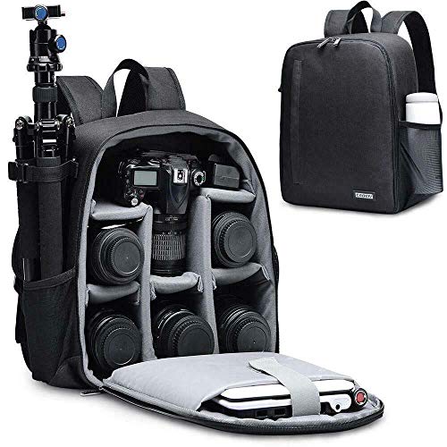 CADeN DSLR SLR Camera Backpack Bag for Mirrorless Cameras/Photographers, Camera Case Water-Repellent Compatible with Nikon Canon Sony Lens Tripod Accessories Photography Men Women (Black, Small)