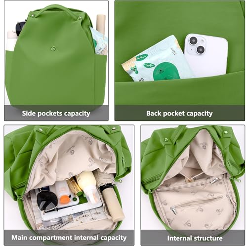 Mini Nylon Women Backpacks,Small Ladies backpacks Casual Lightweight Shopping Travel Daypack (Green) - color: Green