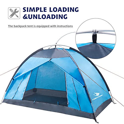 7.2 × 4 × 4 Feet Single Backpack Tent, Waterproof Camping and Hiking Tent can be Used by One Person, Light and Durable - color: Blue