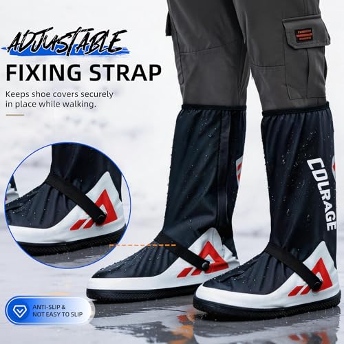 Waterproof Rain Boot Shoe Covers for Men and Women, Reusable Non-Slip Rain Shoe Covers with Zipper, Foldable for Outdoor Use