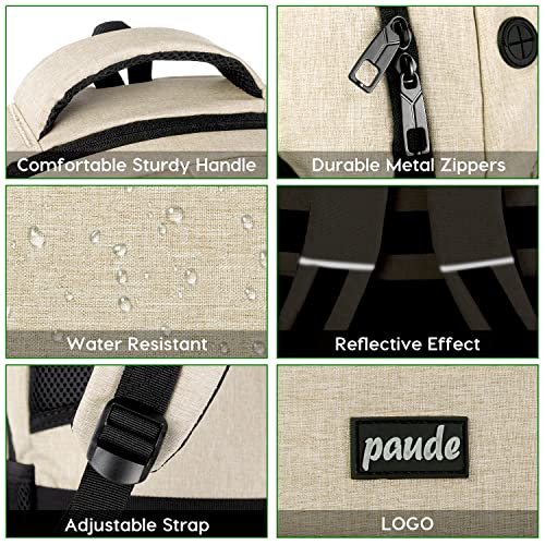 Paude Backpack for Teens, Laptop, College, University, Business, Travel - 15.6 Inch, Beige - color: Beige, size: 15.6 inch