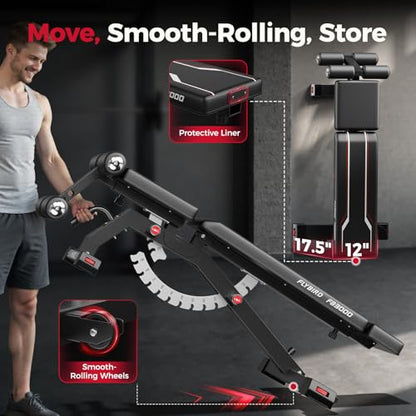 FLYBIRD Adjustable Weight Bench, Full Body Workout Bench for Home Garage Gym Strength Training, Incline Flat Decline for Sit Up Bench Press - color: black