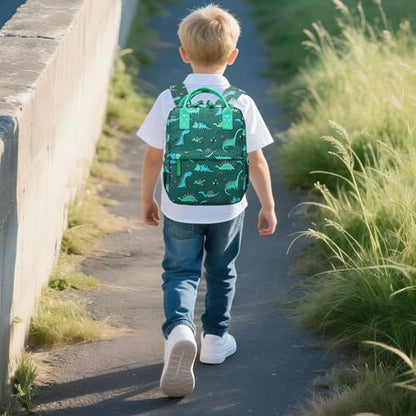 Cute Preschool Backpack Toddler School Book Bag for Girls Boys Kids Kindergarten Nursery Travel Bag with Chest Strap(12inch, Green Dinosaur) - color: Green Dinosaur, size: 12inch