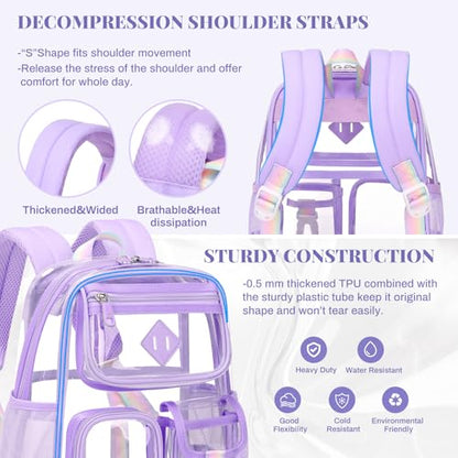 PIG PIG GIRL Mini Clear Backpack for Stadium Events, Small Clear Bag for Child for Festival Concert,Purple(Not Fits School) - color: Mini-purple