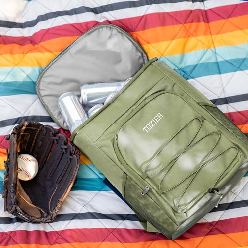 Personalized Cooler Backpack for Men, Custom Embroidered Backpack Cooler Bag, 30 Can Insulated Soft Cooler with Bottle Opener, Gift for Groomsmen Dad Husband, Black Blue Green - color: Green