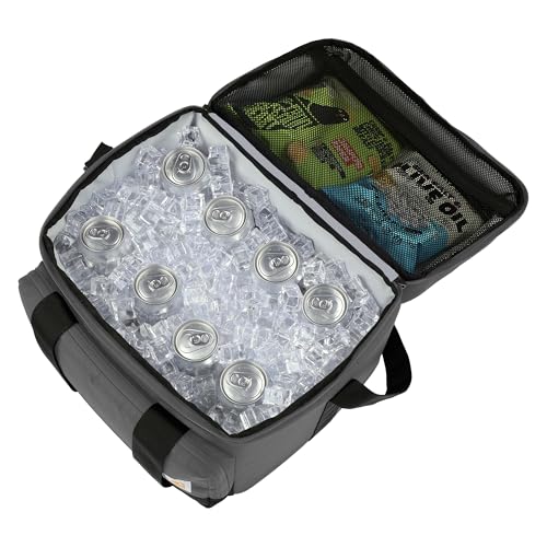 Carhartt Insulated Two Compartment Cooler, Durable Water Repellent Material W/Front Zippered Pocket for Camping, Beach & Travel - color: Gravel, style: 24 Can