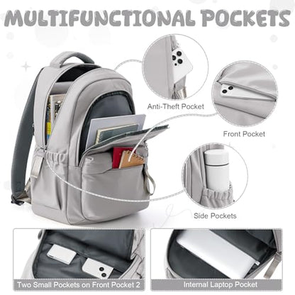 winspansy Small Backpack For School Girls Boys Aesthetic Lightweight Travel Daypack Simple Cute Backpack For Women Men College High School Bookbag Fit 14 Inch Laptop,Rrey Brown - color: A2-grey